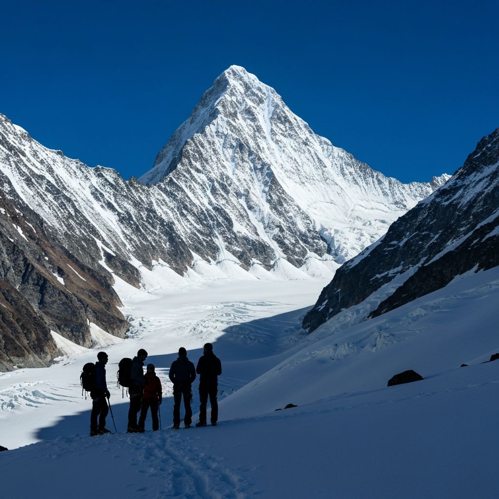 Mountain landscape with team